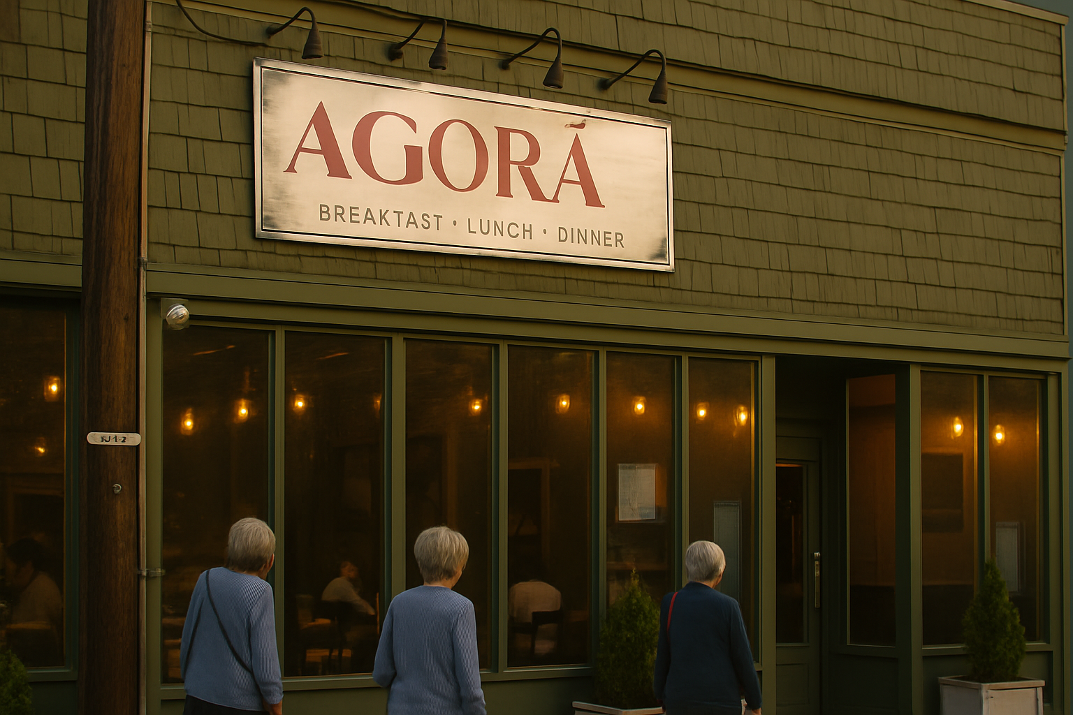 Front of Agora Restaurant or map