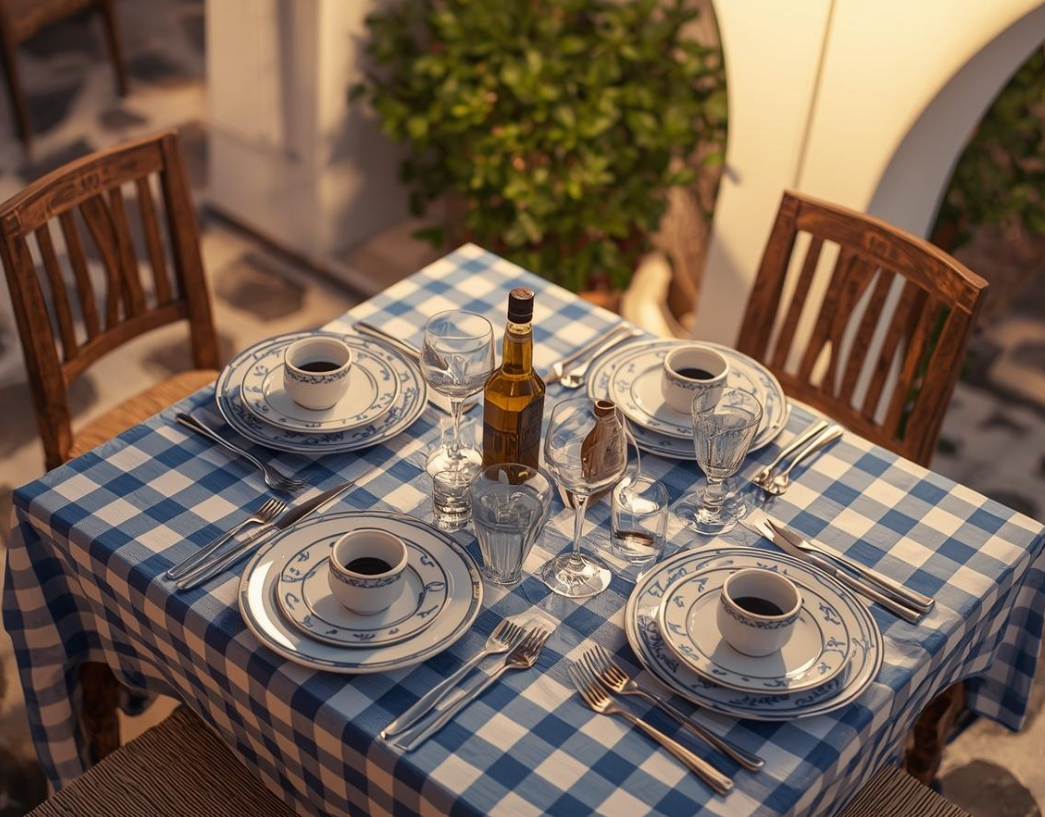 Table ready for guests at Agora